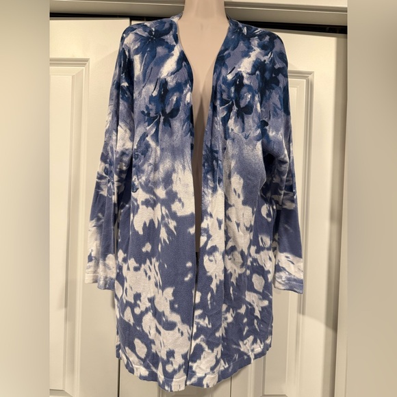 Sweaters - Lane Bryant blue floral open front cardigan sweater 14 16